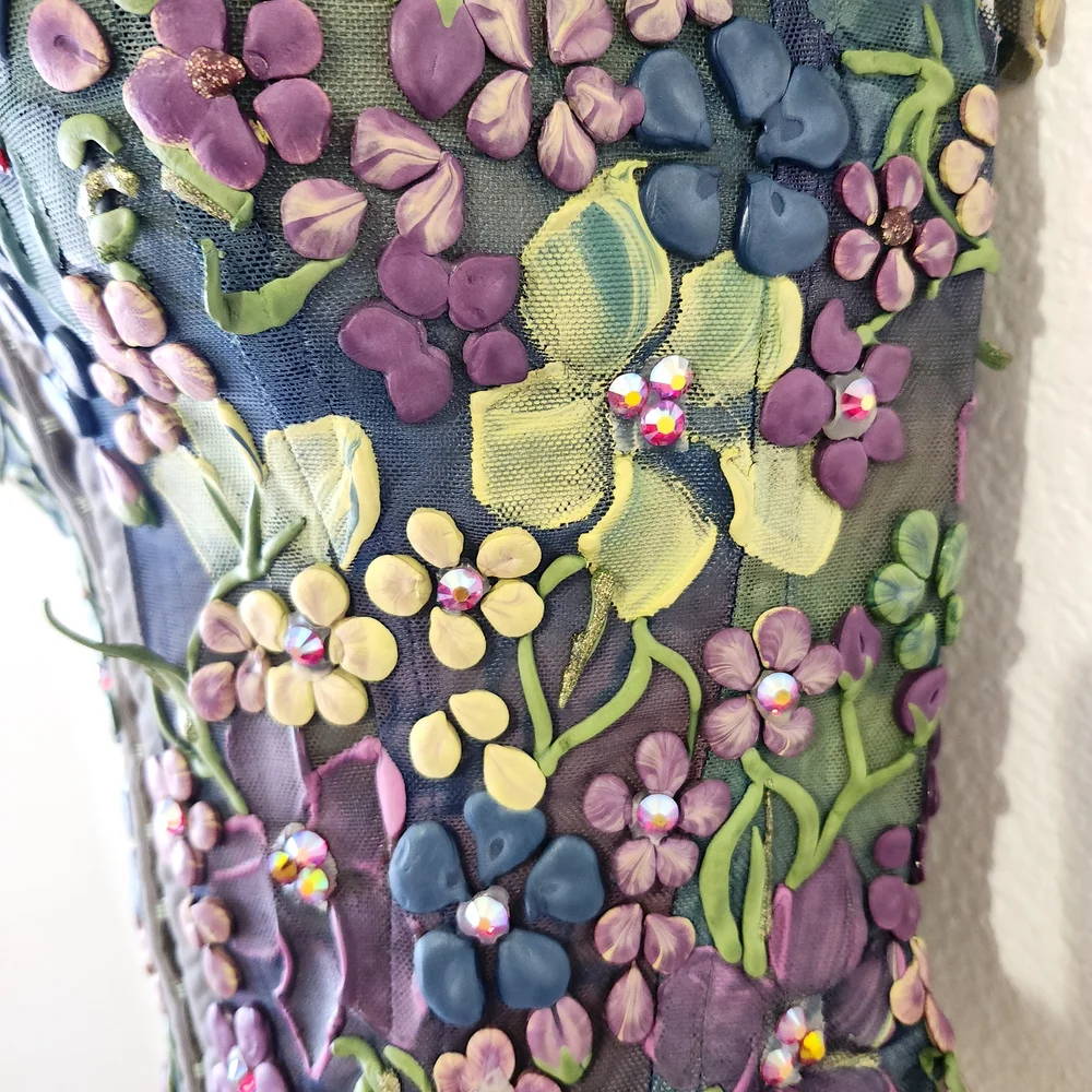 Ema Savahl 'Couture' Line Floral Embroidered Red Carpet Corset Top - Picture 7 of 14